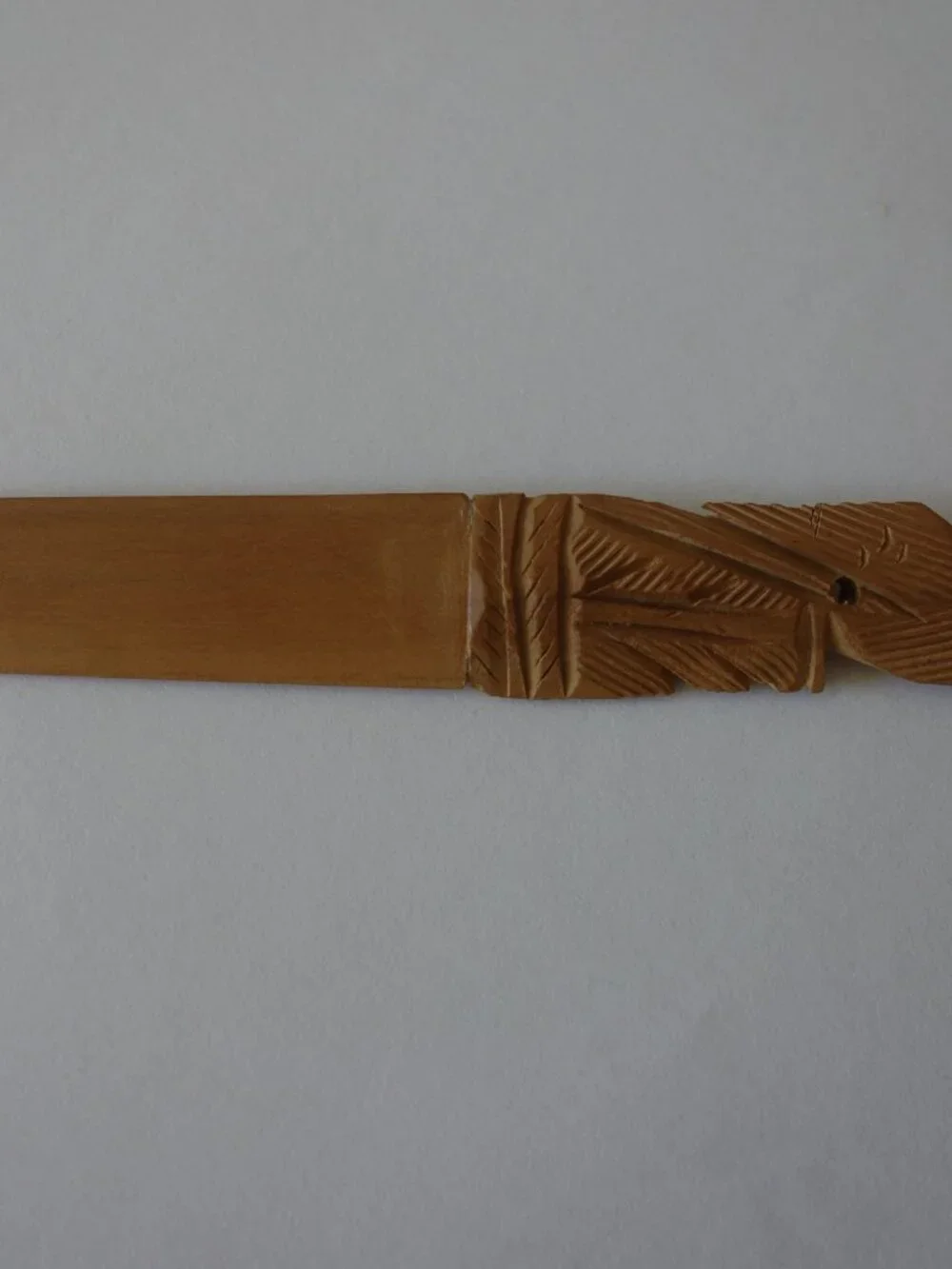 Vintage Carved Peacock Handle Wooden Letter Opener about 7.25